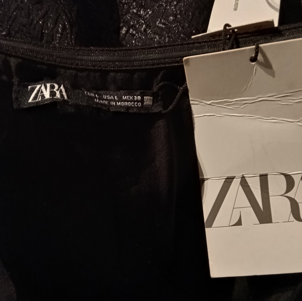 Zara Black Textured Strapless Midi Dress - Picture 3 of 5